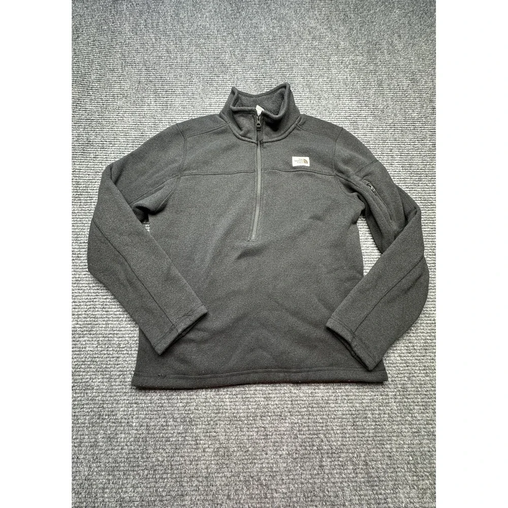 North Face Pullover Sweater Mens Medium Black Half Zip Fleece Outdoor Pocket Zip